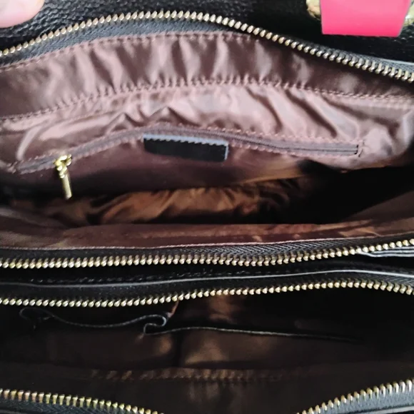 Modern Black and Red Leather Satchel - Picture 6 of 6